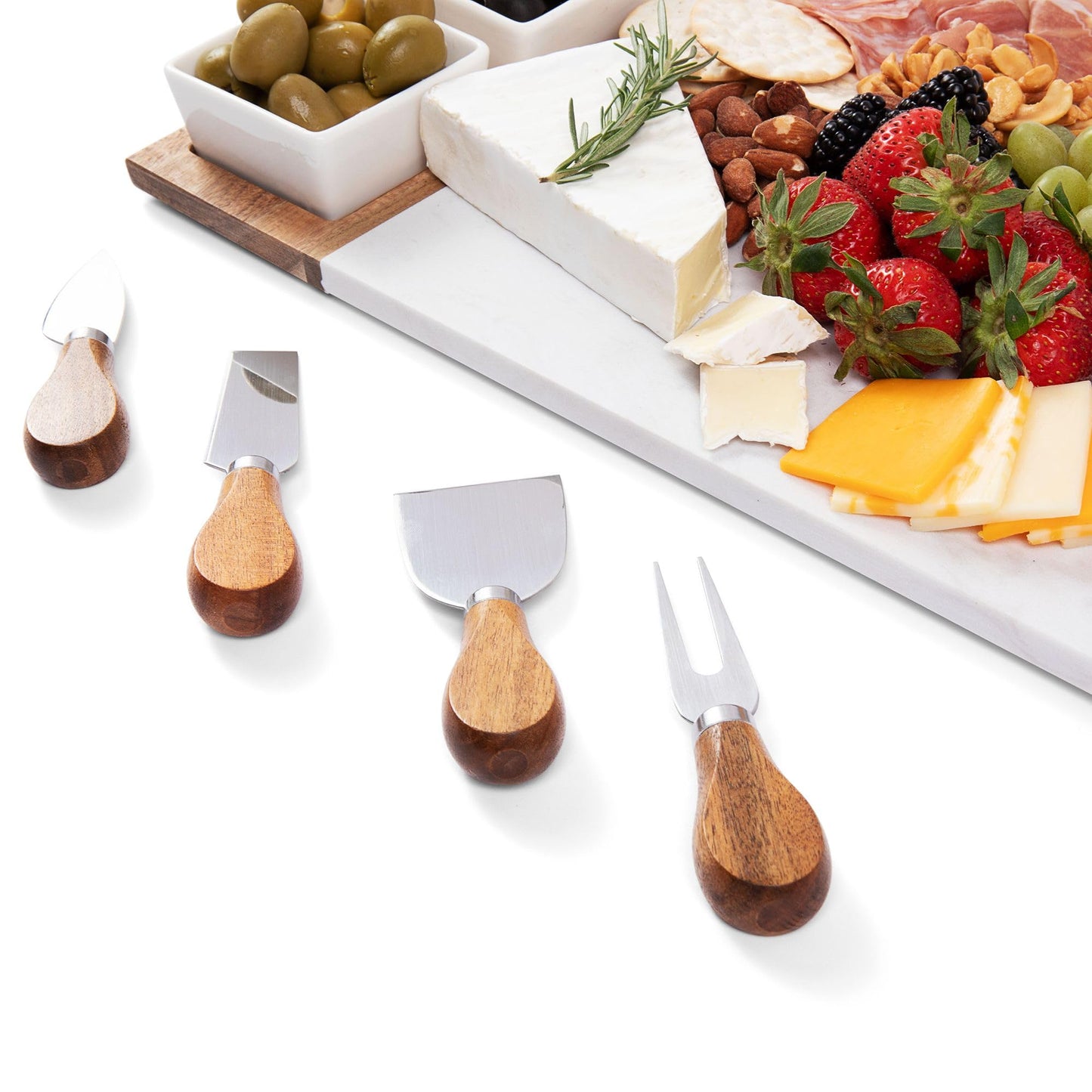 Charcuterie Board Set Acacia Wood and Marble - 11 Piece Set