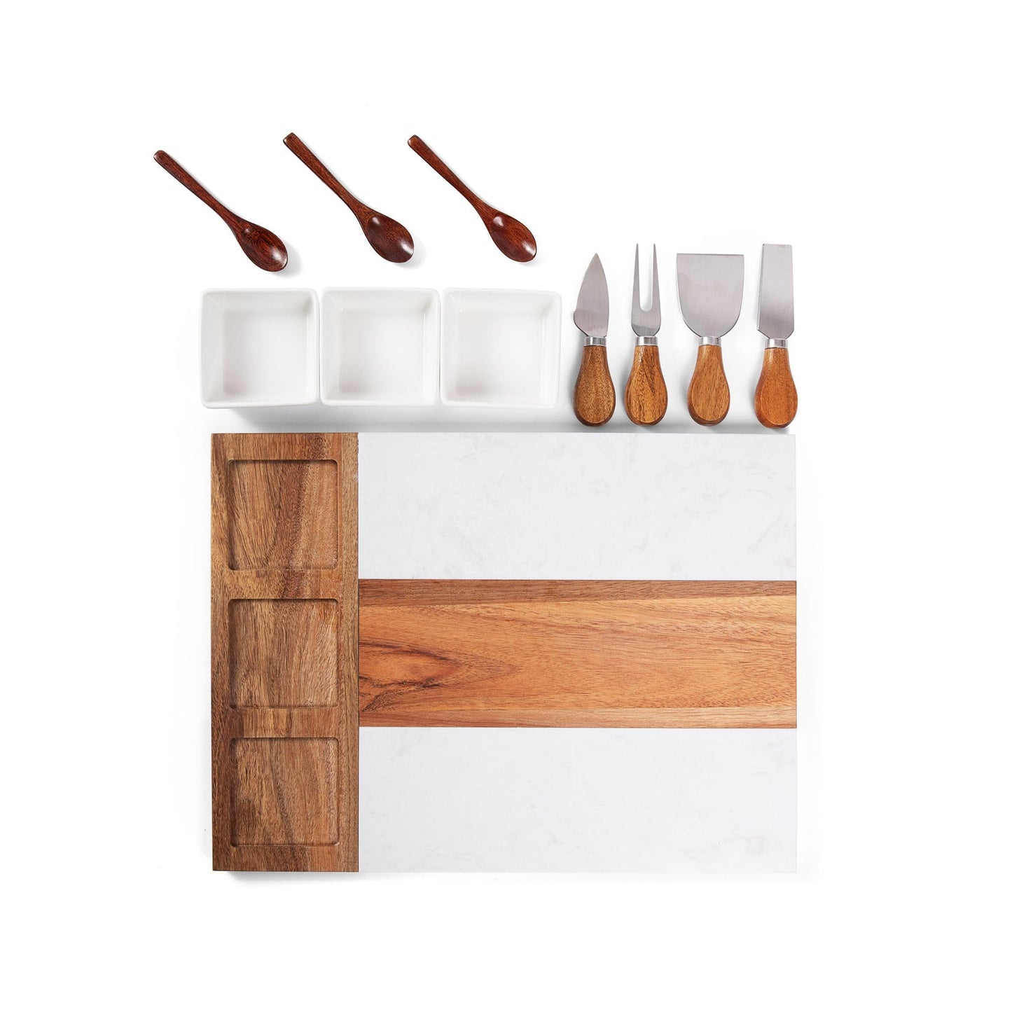 Charcuterie Board Set Acacia Wood and Marble - 11 Piece Set